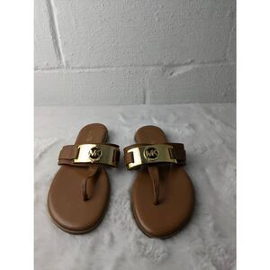 Michael Kors Colleen Acorn Leather Thong Sandals‎ Size 6.5M